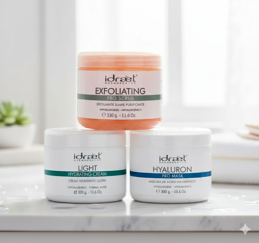 Promo Idraet Exfoliante, Mask Hyaluron, Hidratante Ligth.